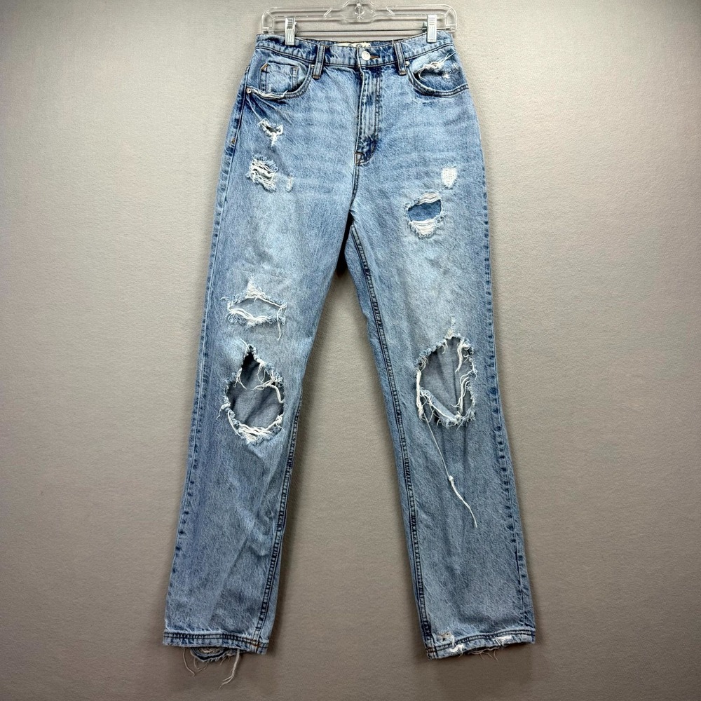 We The Free Curvy Jeans Womens 28 Blue Denim Pants Distressed Boho Grunge Ripped